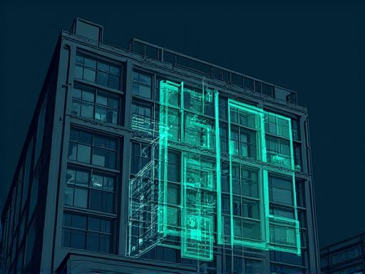 建物に重ねられたARグラフィックのアイコン